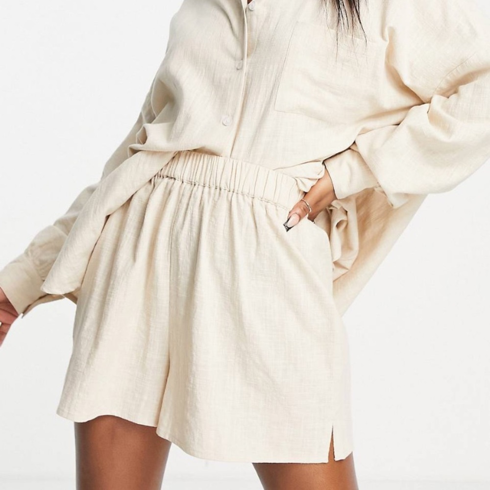 ASOS beige 100% cotton beach shorts size 12